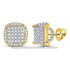 Micro Pave 18K Gold Plated 3D 5A Cubic Zirconia Men Women Cluster Stud Earrings